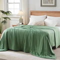 Globon Summer Comforter Queen Size,Luxurious Lightweight Blanket for Hot Sleepers,Natural Bamboo Viscose Shell,Organic Breathable Fill, Double Stitch, Sage Green
