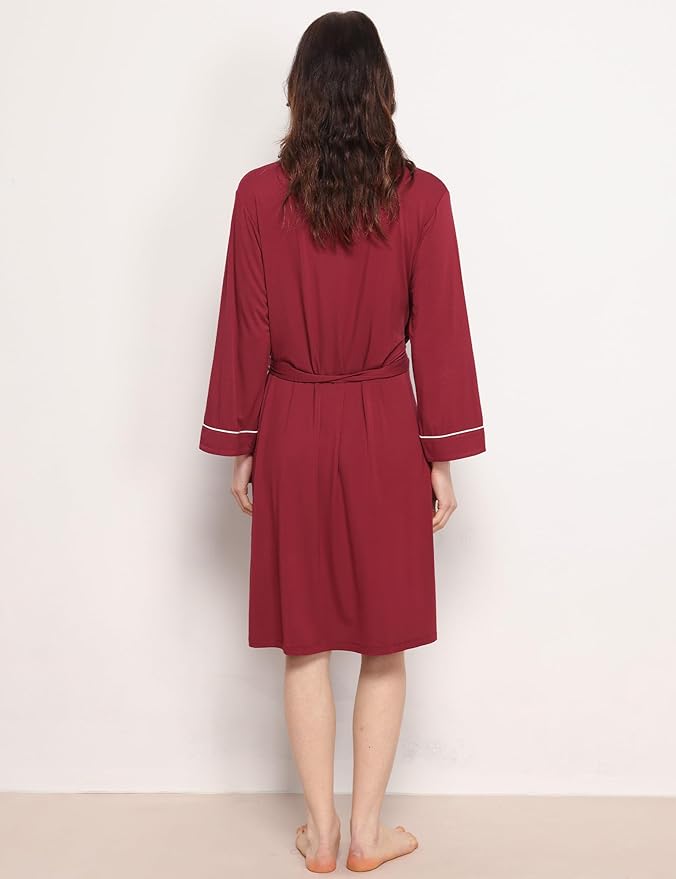 GYS Premium Viscose from Bamboo Robe for Women Long Sleeve Bathrobes Soft Kimono Robes