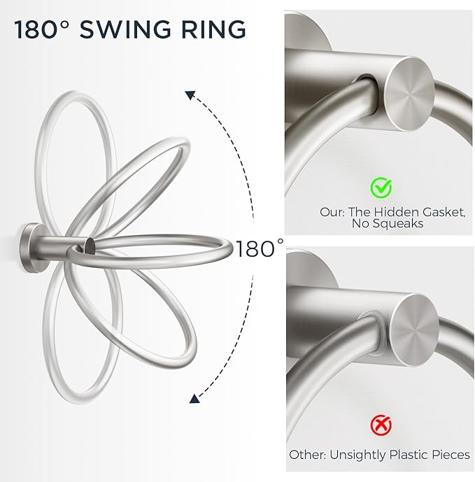 FORIOUS Bathroom Hardware Accessories Set, SUS304 Stainless Steel 24 Inch Towel Bar Set, Modern Towel Racks Holder for Bathroom Wall Mounted, 4 Pieces, Brushed Nickel