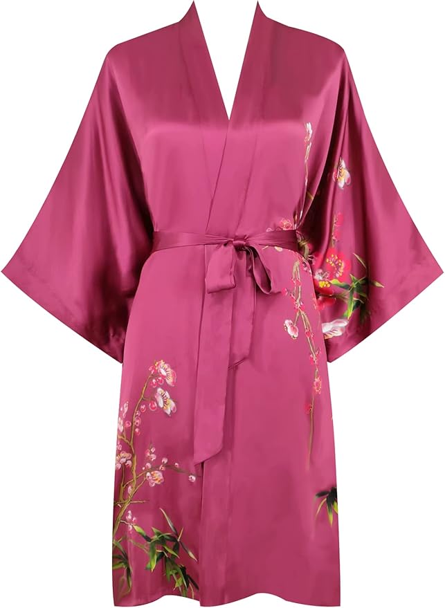 women's 100% silk kimono, short bathrobe pajamas, kimono pajamas