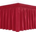 Biscaynebay Wrap Around Bed Skirts for Queen Size Beds 18" Drop, Red Adjustable Elastic Dust Ruffles Easy Fit Wrinkle Resistant Silky Luxurious Fabric Machine Washable
