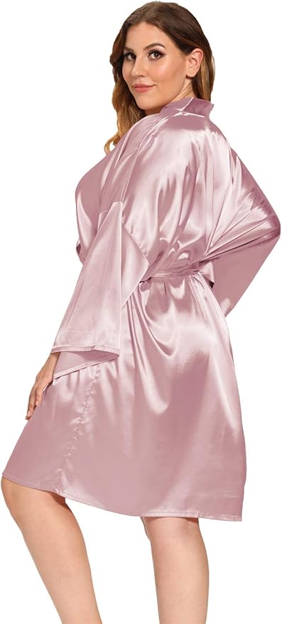 Women's Plus Size Satin Robes Plus Size Silky Kimonos Robes Sleepwear,Short