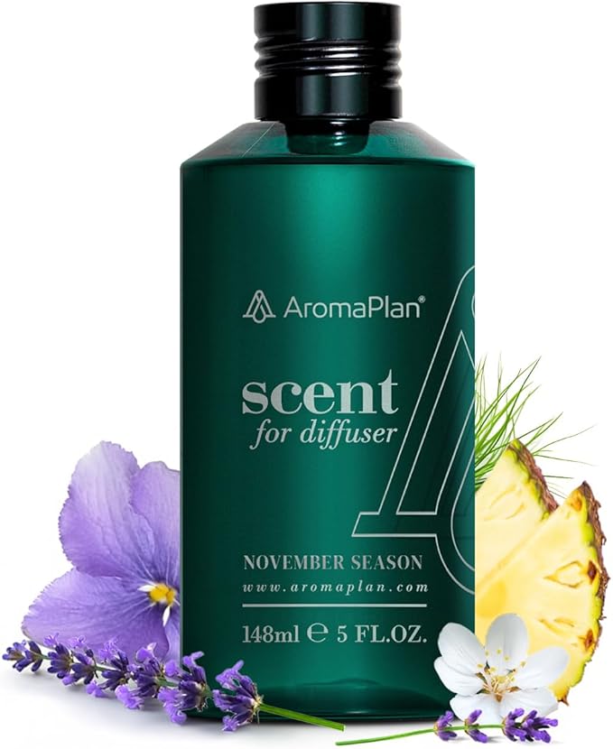 AromaPlan Hotel Scents November Season 5 Fl Oz (148ml), Home Luxury Aroma & Hotel Fragrance Diffuser Oil- Hotel Diffuser Oil for Aromatherapy- USA Made, Bigger Bottle, Bolder Aroma & Longer Lasting