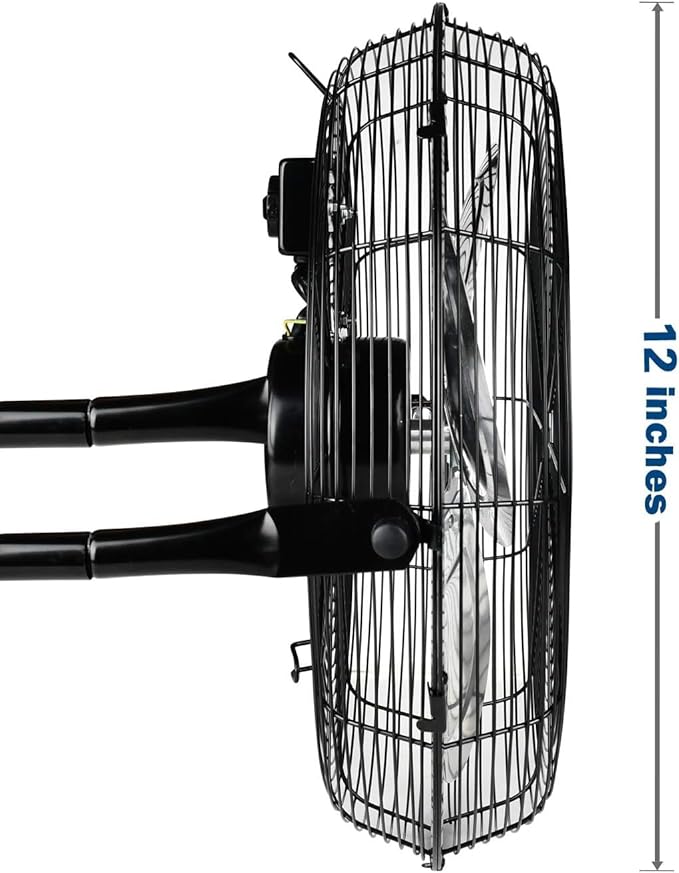 Simple Deluxe 12 Inch 3-Speed High Velocity Heavy Duty Metal Industrial Floor Fans, Black