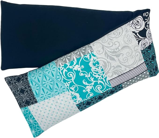 Microwave Heating Pad for Neck and Shoulders, Heated Wrap, Hot and Cold Pack, Scented or Unscented, Reusable Moist Heat Therapy, Microwavable Bean Bag, 5" x 23" (Patchwork, Chamomile & Peppermint)
