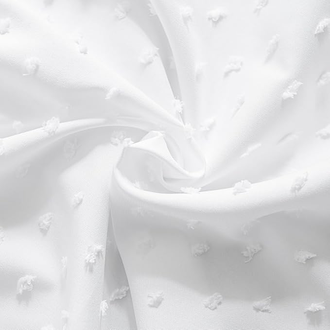 Tufted Dot Bed Skirt Full Size Ruffled Bed Skirt with Split Corners, 12 Inch Drop Dust Ruffle Bed Skirts with Platform, White