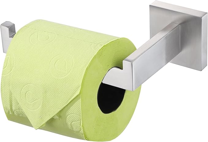 LANC Bathroom Toilet Paper Holder, Brushed Nickel Toilet Paper Roll Holder Wall Mounted for Kitchen Washroom Modern Toilet Tissue Roll Holder Dispenser Stainless Steel Left, A8807BN-LF