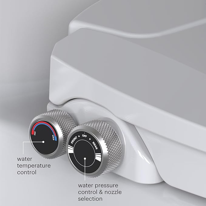 Brondell Bidet Toilet Seat, Non-Electric Swash Ecoseat, Fits Elongated Toilets, White - Dual Temperature, Dual Nozzle System - Bidet with Easy Installation