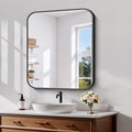 Koonmi Black Framed Bathroom Mirror - 30x22 Inch Shatterproof Tempered Glass Vanity Mirror for Bathroom Sink, Wall Mounted with Matte Aluminum Alloy Frame, No Distortion, Modern Decor