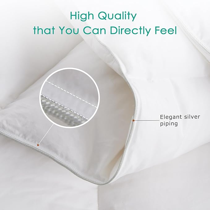 APSMILE Premium Down Feather Fibers Comforter King Size, All Season Duvet Insert King with 8 Corner Tabs, Ultra Soft Poly-Cotton Cover Down Feather Fibers Comforter (White, 106 * 90")