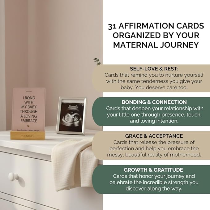 Pregnancy & Postpartum Gifts For Mom | 31 New Mom Affirmation Cards, Vanilla Candle & Oatmeal Soap. Ideal New Mom Care Package After Baby, Pregnancy Gifts for Expecting Mom, Baby Shower Gifts for Mom