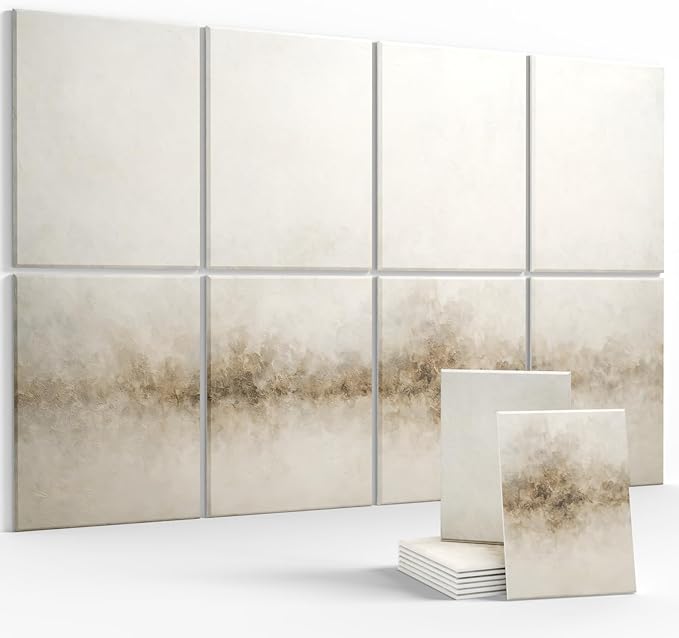 Wall Art Acoustic Panels,47''X31''Soundproof Wall Panels-8-Pack with 50 Adhesive Tabs, Decorative Sound Absorbing Panels for Living Room and Recording Studio, Offices-Dawn Embrace