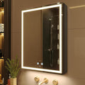 KWW LED Lighted Bathroom Medicine Cabinet with Sockets & USBs, Defogger, Dimmable, 3 Color Light Makeup Mirror, Easy to Install, Wall Mounted Cabinet (Left Hinge, 20 * 28)