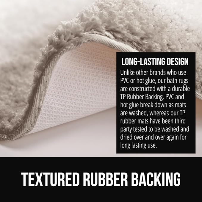 GORILLA GRIP Ultra Soft Plush Bathroom Rugs with Textured Rubber Backing, 34 x 24 Absorbent Quick Dry Bath Mat, Machine Washable Shower Mats, Home Décor Accessories Bathmat Rug Essentials, Beige