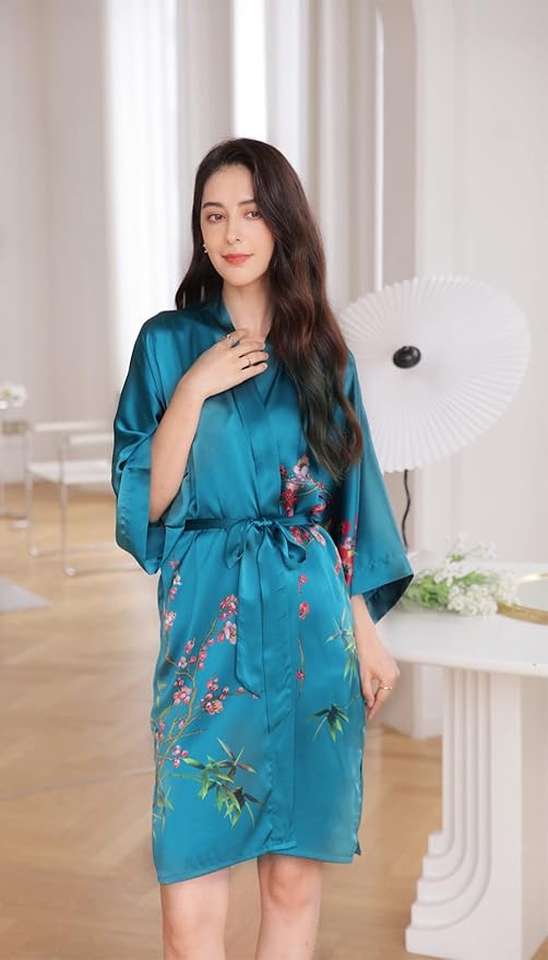 women's 100% silk kimono, short bathrobe pajamas, kimono pajamas