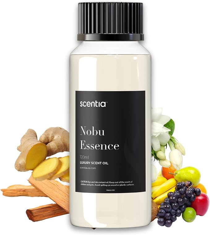 Scentia Hotel Diffuser Oil Inspired by The Nobu Hotel - 120 mL 4.06 fl oz - Essential Oil Blend Jasmine, Lilly, Sandalwood for Aromatherapy Diffusers - Nobu Essence - Thanksgiving & Holiday Gift