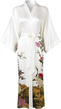 Women's Silk Kimono Robe Long Bathrobe Nightgown 100% Mulberry Silk for Women - Classic Floral Pattern