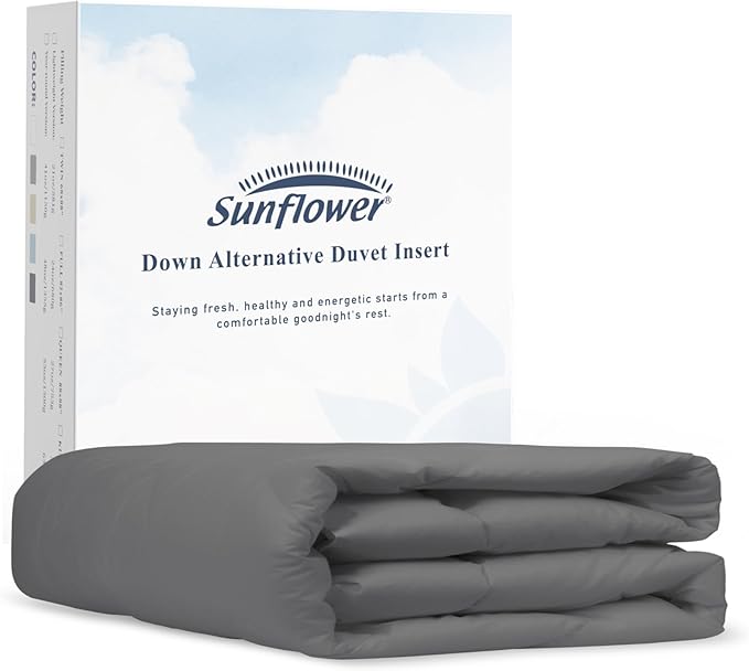 sunflower Down Alternative King Size Steel Gray Lightweight 100% Cotton Shell Bedding King Comforter Blanket for Hot Sleepers 88"x104" with Corner Tabs Soft Breathable Machine Washable