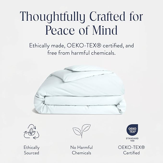 Brooklinen Luxury Percale Duvet Cover – 100% Cotton, Cool, Crisp, Extra-Long Corner Ties, Button Closure, Soft & Breathable – Machine Washable, Duvet Cover King/California King Bed Sizes (Sky)