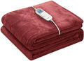 Wapaneus Heated Blanket Electric Twin Size 62"x84" with 10 Heating Levels 12 Timer Settings 8 Hours Auto-Shut Off,Flannel Fast-Heating Electric Blanket,ETL Listed Machine Washable,Red
