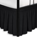Biscaynebay Wrap Around Bed Skirts with Split Corners for King Beds 15" Drop, Black Adjustable Elastic Dust Ruffles Easy Fit Wrinkle Resistant Silky Luxurious Fabric Machine Washable