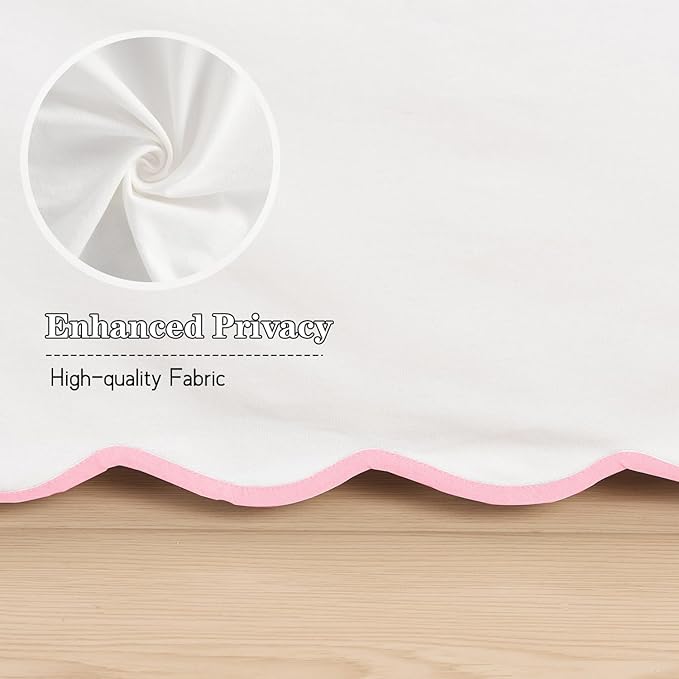 HIG Off-White Chic Twin XL Bed Skirt - Easy Fit Scallop Edge Pleated Bedskirts, 14 Inch Drop Anti-Slip Dust Ruffle, Thick Fabric for Enhanced Privacy, Pre-Washed for Long-Lasting Use(N60022)
