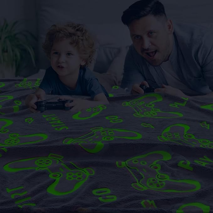 obinsm Teen Boys Gifts Gaming Blanket Gamer Glow in The Dark Blanket Glow in The Dark Blankets for Boys