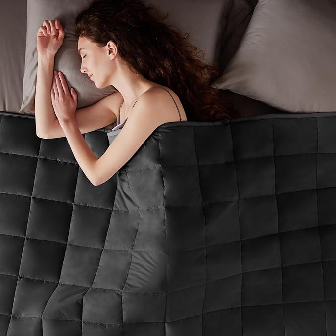 Weighted Blanket Twin Size (48"x72" 15lbs),Ultra Soft and Cozy Cooling Weighted Blanket Twin Size for Adult,Heavy Blanket with Machine Washable Soft Blanket, Black