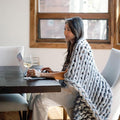 Nuzzie Chunky Knit Blanket - Breathable, Cooling, Hand Made Knit Throw Blanket for Sleep - Machine Washable, Stylish Decor Design (Misty Grey, Full | 16lbs | 48"x72")