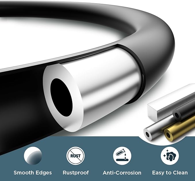 FORIOUS Bathroom Hardware Accessories Set, SUS304 Stainless Steel 24 Inch Towel Bar Set, Modern Towel Racks Holder for Bathroom Wall Mounted, 4 Pieces, Matte Black