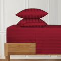 URBANHUT 1000 Thread Count Damask Striped Full Bed Sheets Egyptian Cotton Sheet Set, Long Staple Soft & Breathable, 4 Pc Bed Sheet Sets, Luxury Hotel Sateen Sheets Fits 16" Deep Pocket - Burgundy
