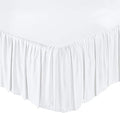 KRISHNA Ruffled Bed Skirt with Split Corners King, 100% Microfiber Hotel Quality, 28 Inch Drop Dust Ruffle Gathered Bedskirt with Platform, 78" x 80", White