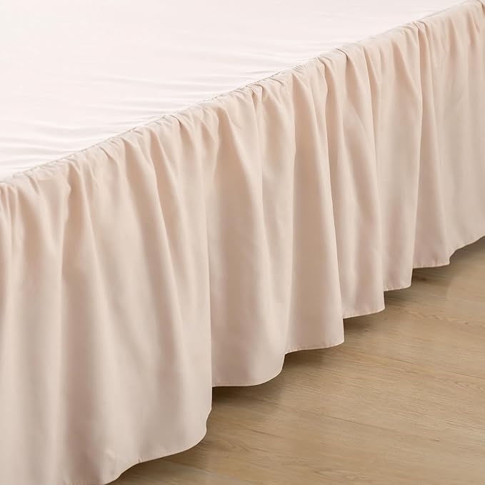 Bed Skirt, Ruffled Bed Skirt with Split Corners, 18 Inch Drop Dust Ruffle Bed Skirts with Platform, Cream, 18'' Twin