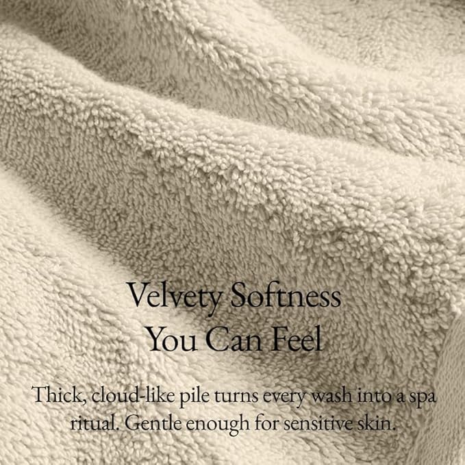 Italic Serene Ultraplush Cotton Washcloth Towel Set, 4 Face Towels, Sand, Soft & Absorbent, 800GSM, 100% Cotton, Heavy Duty, Resort Grade Towels (Sand)