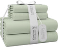 1200 Thread Count Queen Size Sheets Set Pastel Green, Ultra Soft Cotton Rich Easy Care Sateen Bed Sheet, Moisture Wicking Deep Pocket Sheets (1 Flat Sheet 1 Fitted Sheet & 2 Pillowcases)