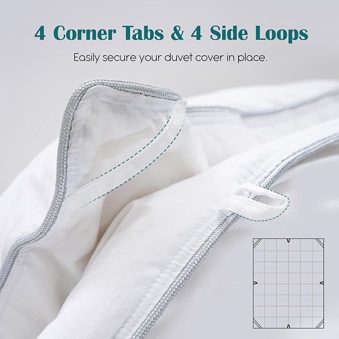 Goose Feather Down Fiber Comforter Queen Size, 100% Cotton Cover Ultra Soft Fluffy Duvet Insert Queen, All Season Luxurious Hotel Bedding Comforter, White 90"x90"