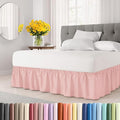 Wrap Around Dust Ruffle Bed Skirt - Baby Pink - King Size Beds w/ 12 Inch Drop - Easy Fit Elastic Strap - Adjustable Pleated Bedskirt w/Brushed Fabric - Wrinkle Free - Women, Men, Kids & Teens