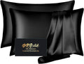 Silk Pillowcase 2 Pack, Mulberry Silk Pillow Cases Queen Size Set of 2, Anti Acne Silk Pillowcase for Hair and Skin, Natural Satin Pillowcases for Sleeping Women with Zipper, Black