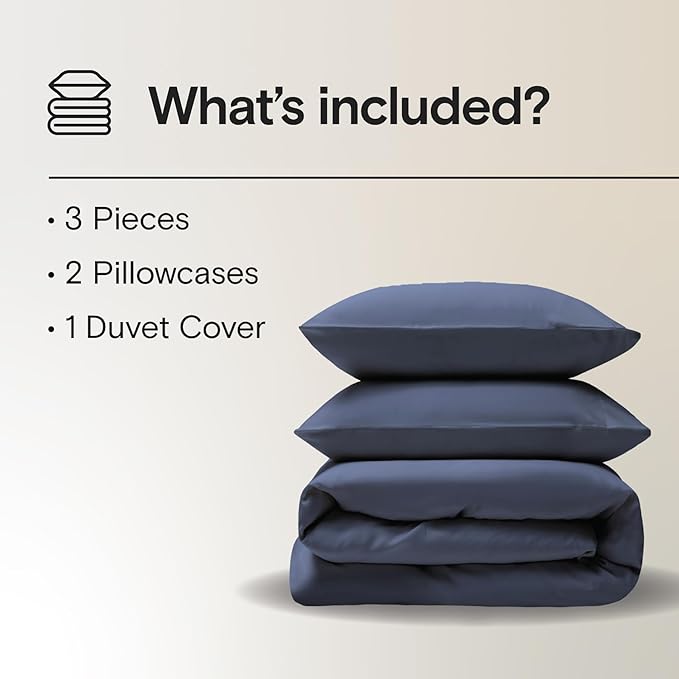 DOZ Duvet Cover Set, 100% Viscose derived from Bamboo, Organically Grown, Buttery Soft, Cooling Duvet Covers, High GSM, 1 Duvet Cover and 2 Pillowcases, 106"x90" (Sapphire, King/Cal King)