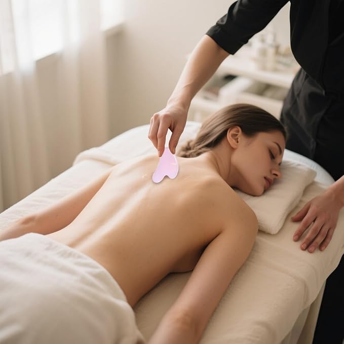 Jade Roller and Gua Sha Set, Face Massage Tools for Skincare,Facial Tools for Face, Neck, Eyes, for Enhanced Lymphatic Drainage, Self Care Gift for Men Women(Pink)