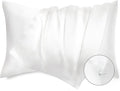 Bedsure Satin Pillowcase with Zipper, Similar to Silk Pillow Cases 2 Pack, Satin King Size Pillow Cases Set of 2, Silky & Soft Pillow Cover for Hair and Skin, Gifts for Women Men, White, 20x36 Inches