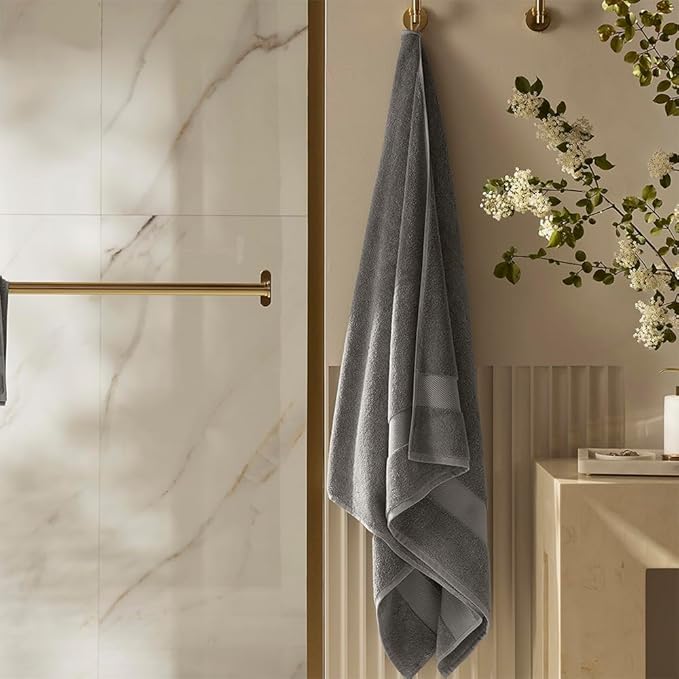 BOLL & BRANCH Plush Bath Sheet Set - Stone - 6 Piece - Includes 2 Oversized Bath Sheets, 2 Hand Towels & 2 Washcloths - 100% Organic Cotton - Ultra Soft & Luxurious - Quick Absorbing