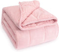 Wemore Sherpa Fleece Weighted Blanket for Adult, 20 lbs Dual Sided Cozy Fluffy Heavy Blanket, Ultra Fuzzy Throw Blanket with Soft Plush Flannel Top, 60 x 80 inches Pink on Both Sides