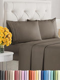 Cal King Size 4 Piece Sheet Set - Extra Soft, Breathable & Cooling - Hotel Luxury Durable Bed Sheets for Women & Men - Deep Pockets, Easy-Fit & Wrinkle-Free - Taupe Brown Oeko-Tex
