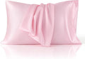 Bedsure Satin Pillowcase for Hair and Skin Queen, Similar to Silk Pillow Cases, Pillow Cases Set of 2 with Envelope Closure, Pink Christmas Room Decor Essentials for Girls, 20x30 Inches, 2pcs
