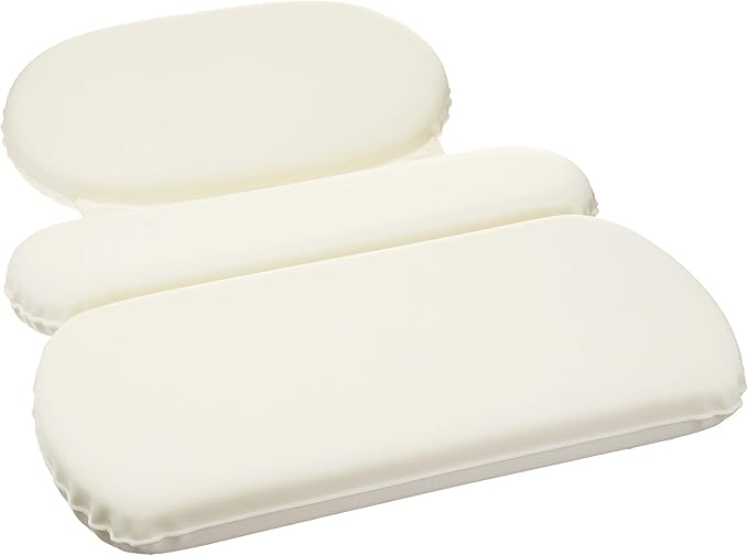 Amazon Basics Bath Tub Neck Pillow with Suction Cups, Waterproof, 3-Panel, Off-white