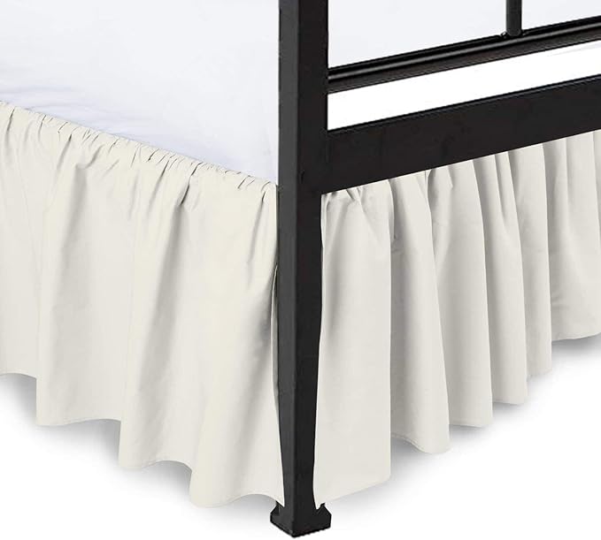 Ruffled Bed Skirt with Split Corners, Ivory, Full 21 Inch Drop Bedskirt, Hotel Quality Brushed Microfiber Wrinkle Free Dust Ruffle Bed Skirt Full Size