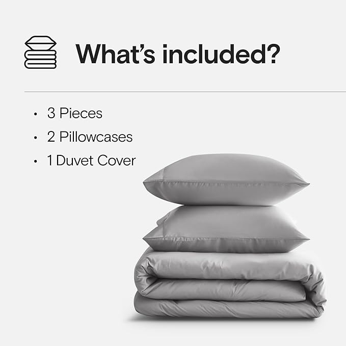 DOZ Duvet Cover Set, 100% Viscose derived from Bamboo, Organically Grown, Buttery Soft, Cooling Duvet Covers, High GSM, 1 Duvet Cover and 2 Pillowcases, 106"x90" (Dove, King/Cal King)
