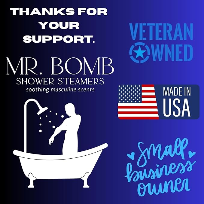 Mr. Bomb Large Shower Steamers for Men, Dude Bombs, Aromatherapy for The Guys, Shower Bombs for Men Gift Set, 10 Pack Steamer Set, Elevate Your Bathing and Relaxation (Large, Man-Up)