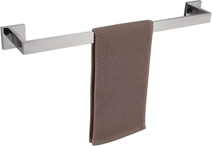 TASTOS 23.6 Inch Black Single Towel Bar Rack, SUS 304 Stainless Steel Bathroom Towel Bar Heavy Duty Towel Holder Kitchen Towel Rod, Wall Mount with Screws Towel Bar Rod Polished Chrome Finish